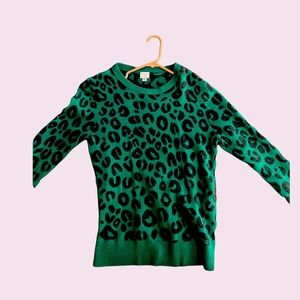 Green leopard sweater